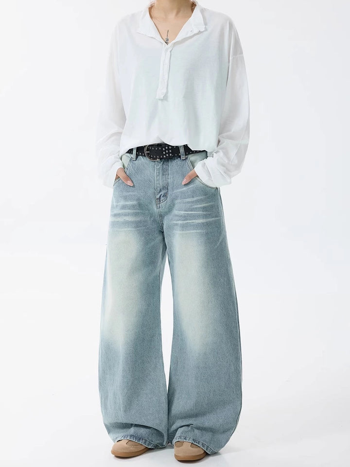 Retro gewaschene weite lockere Jeanshose 