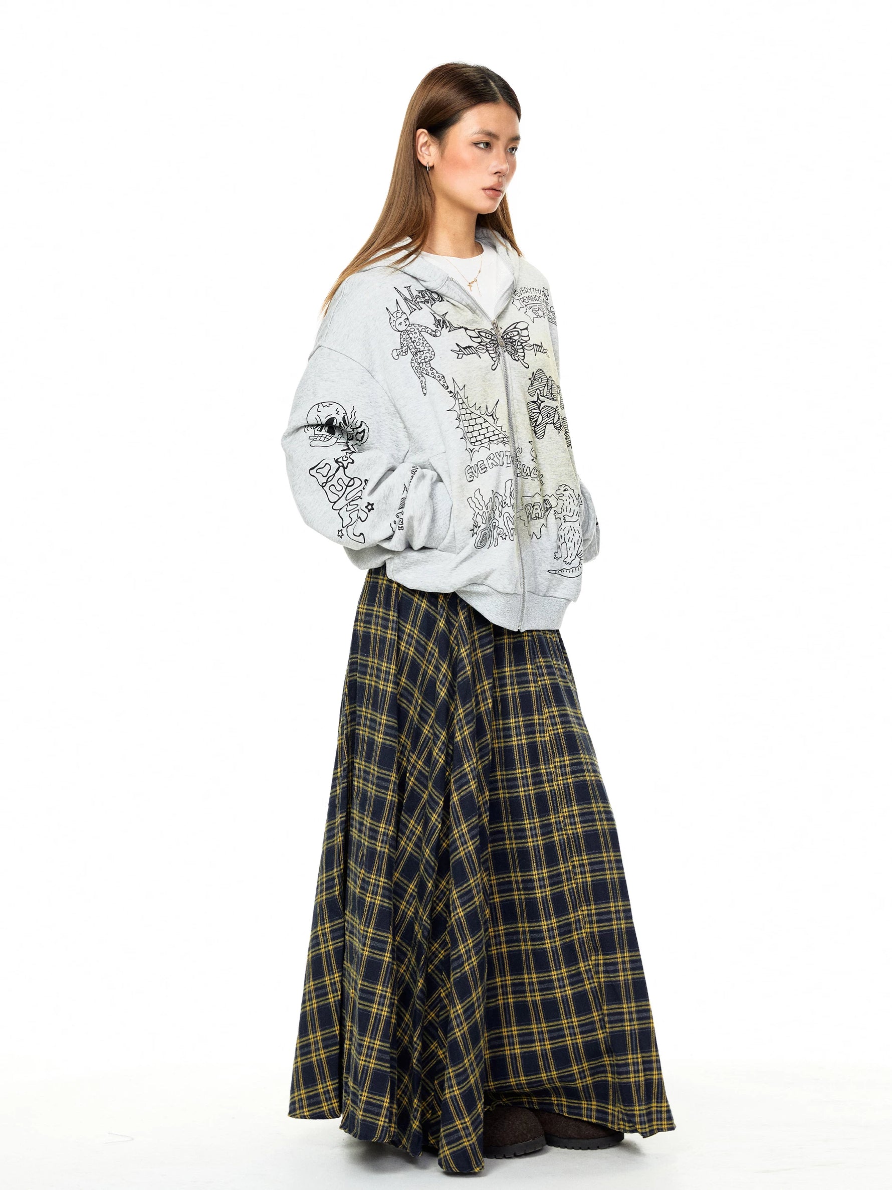 Graphic Print Zip Up Hooded Sweatshirt 4