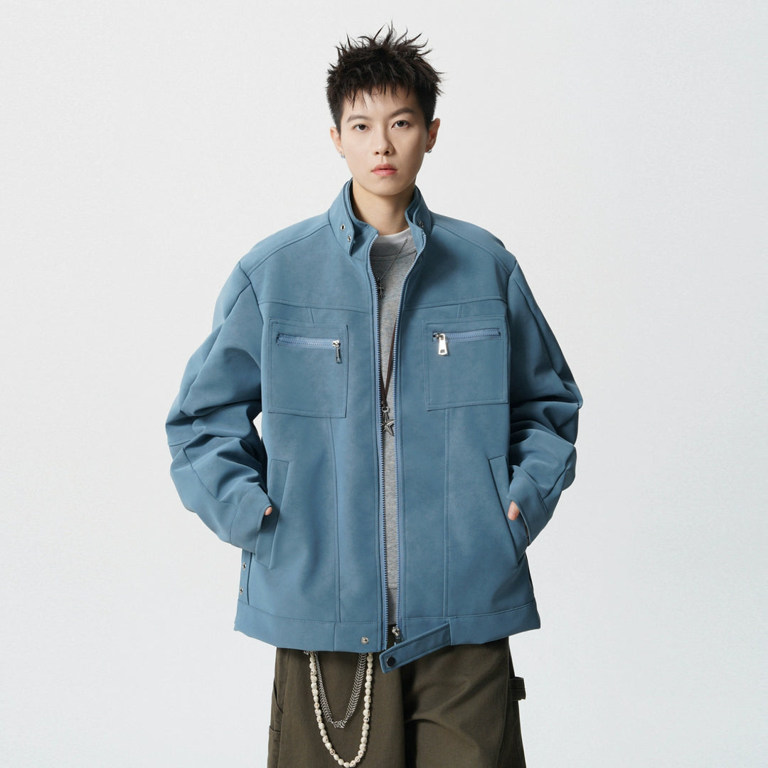 Matte Leather Workwear Motorcycle Jacket