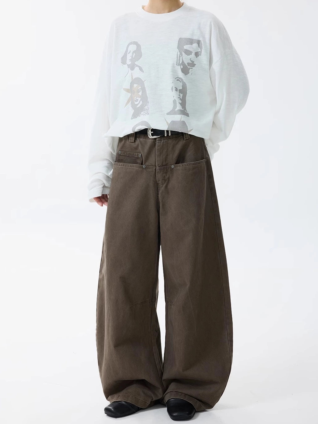 Lässige Retro Weite Beinform Hose 