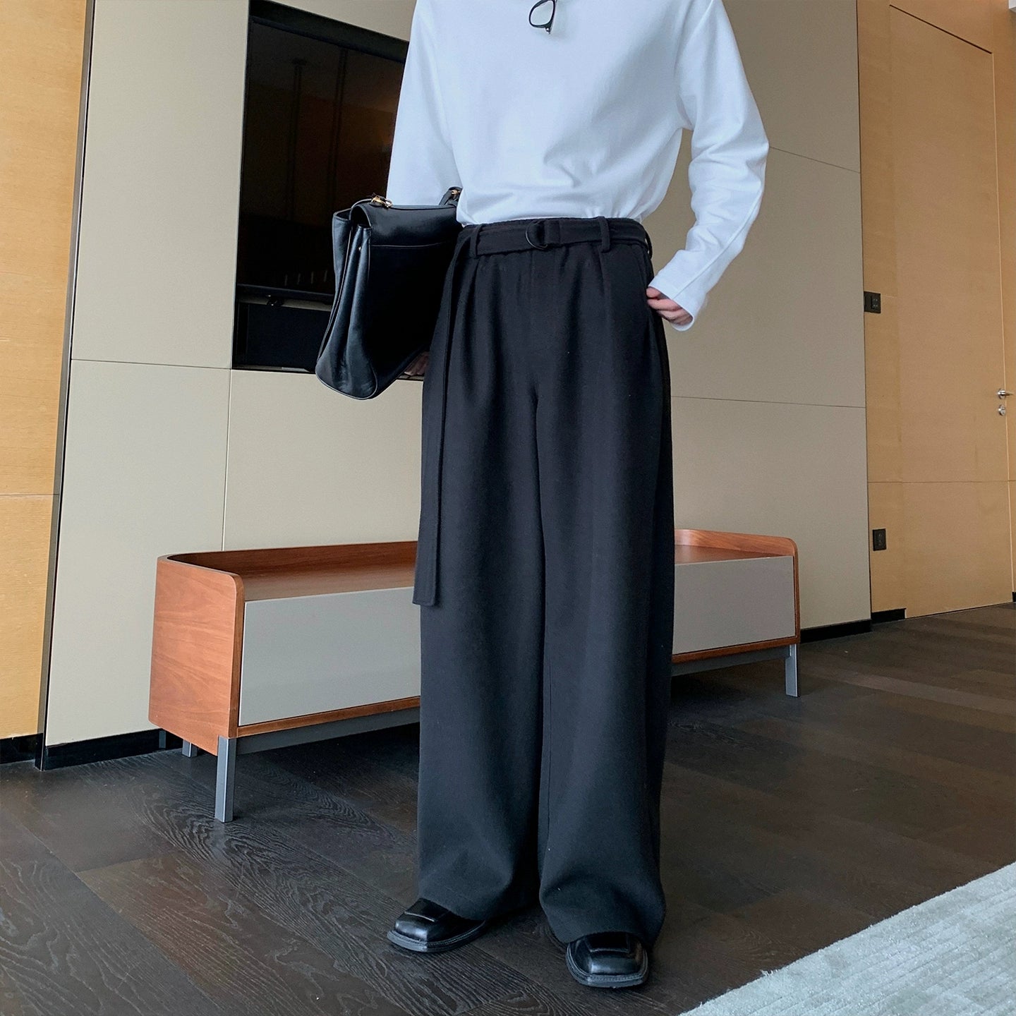 Wool Loose Straight Casual Pants