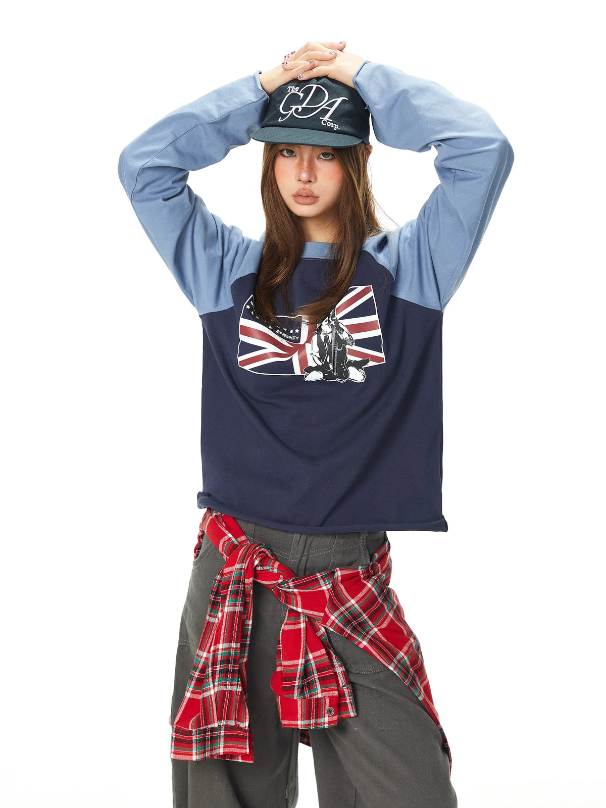 Graphic Raglan Flag Print Long Sleeve Top 3