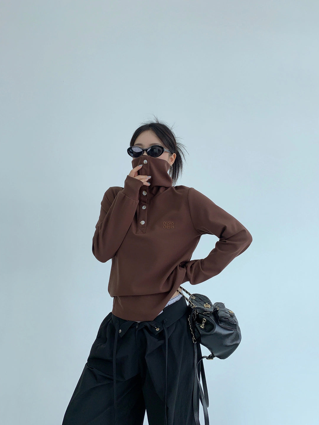 Slim Fit Hochkragen Langarm-Turtleneck 