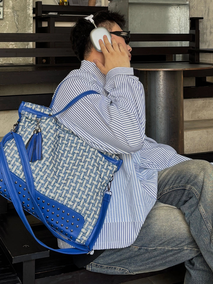 Stort Nitat Messenger Tote Ryggsäck Väska 