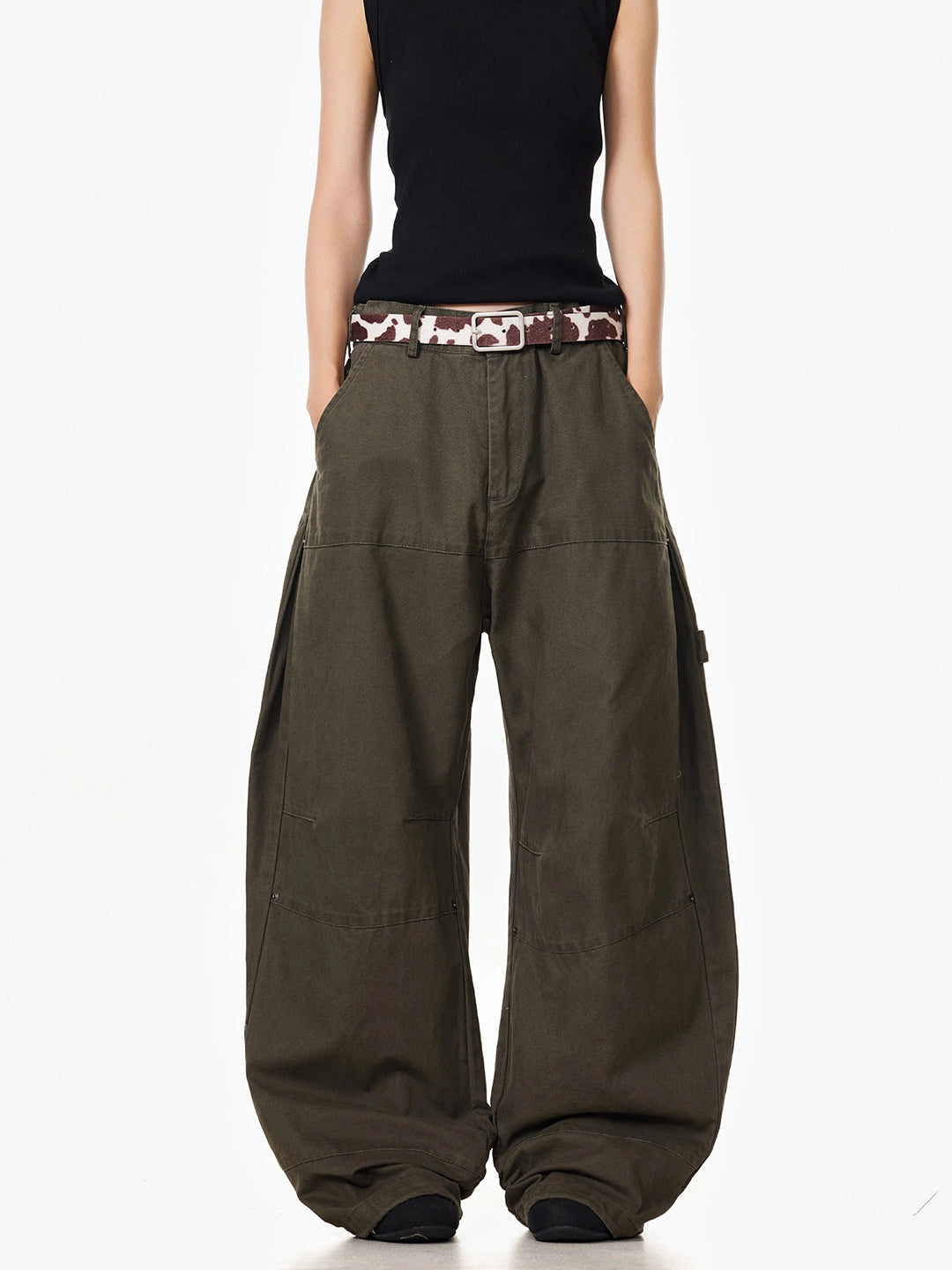 Vintage Double Knee Wide-Leg Casual Pants