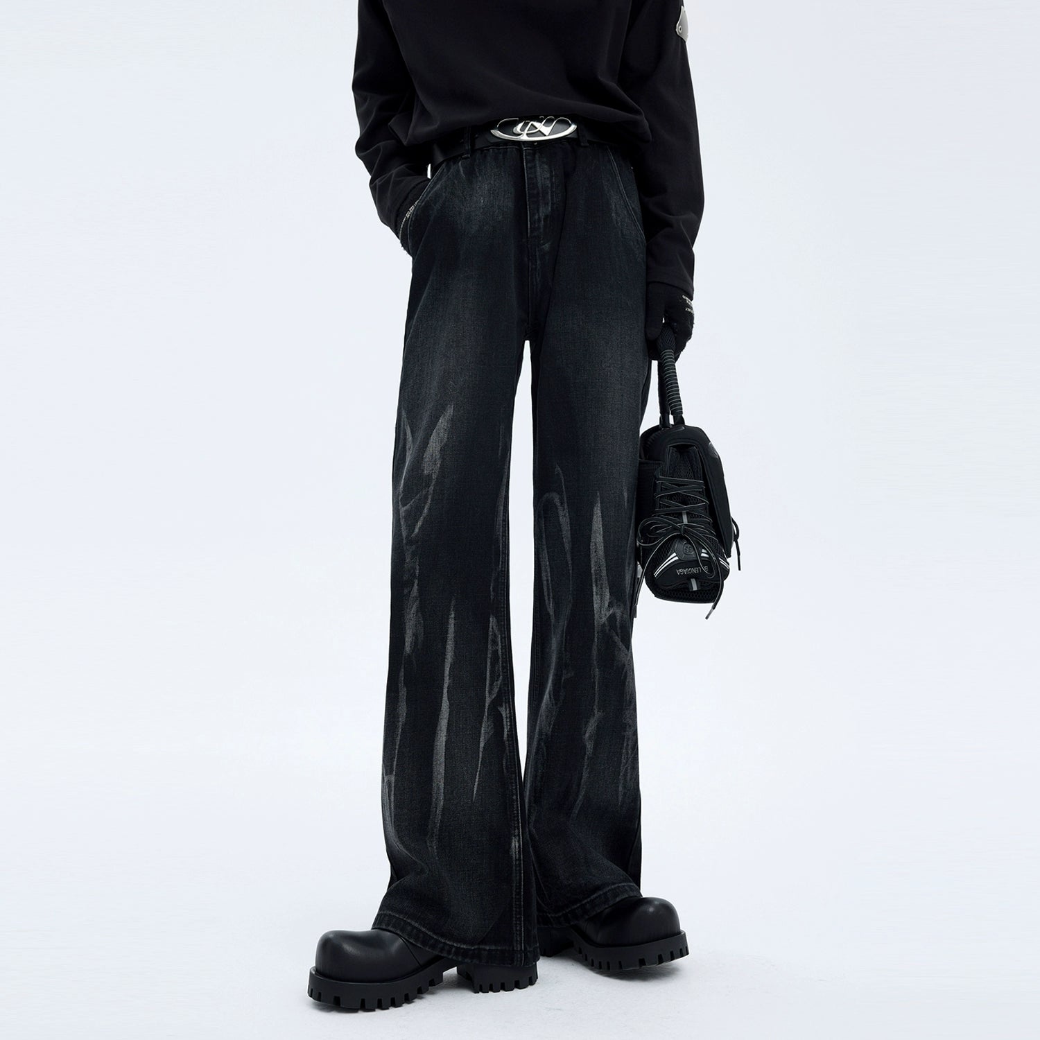 Flared Washed Gradient Retro Jeans Pants