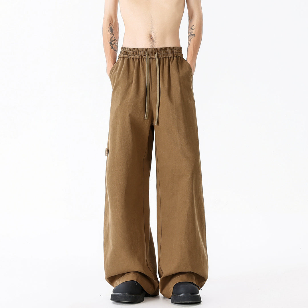 Washed Wide-Leg Drawstring Pants