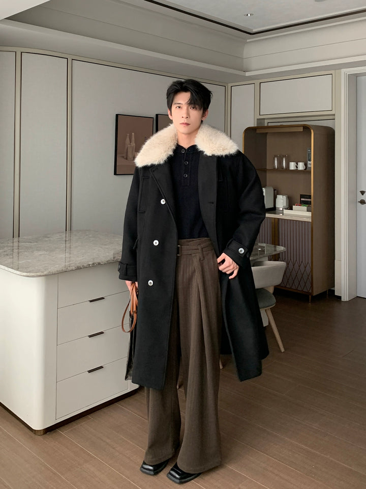 Wollen Overcoat met Nepbont Kraag 