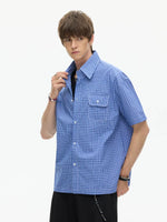 Plaid Short Sleeve Button-Up Shirt 4