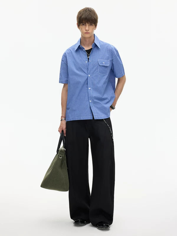 Plaid Short Sleeve Button-Up Shirt 5