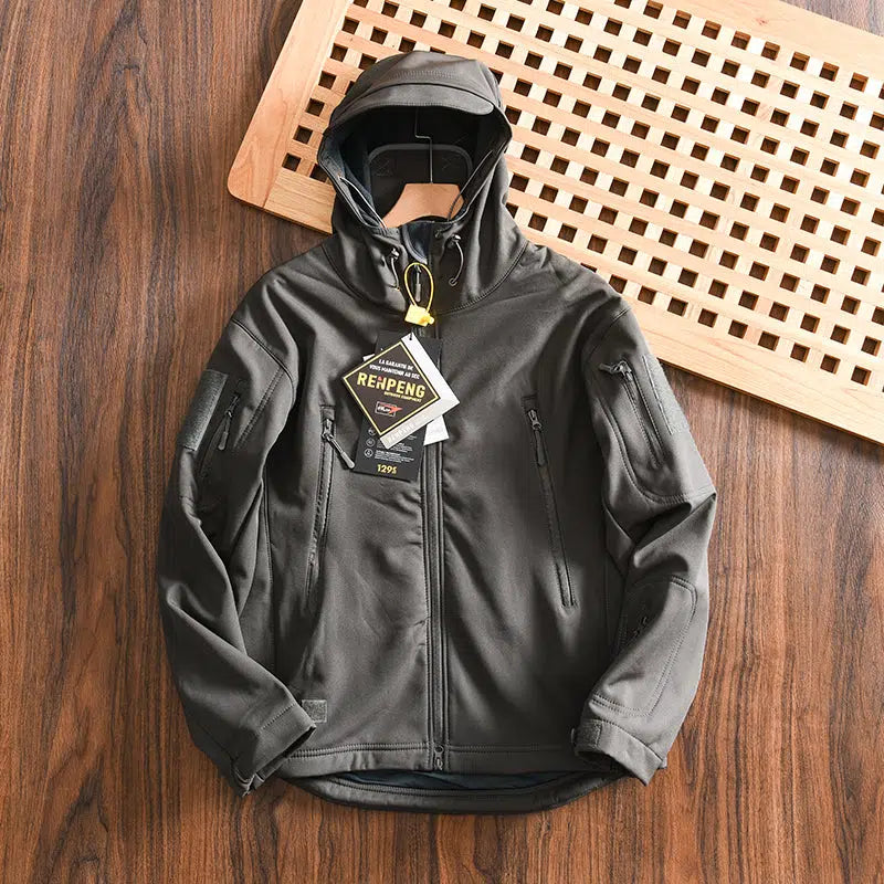 Outdoor Velvet Waterproof Hooded Jacket