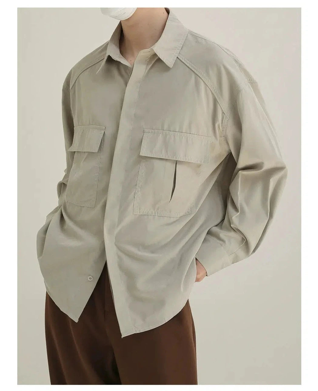 Oversize Button-down Shirt with Pockets