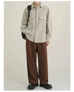 Oversize Button-down Shirt with Pockets