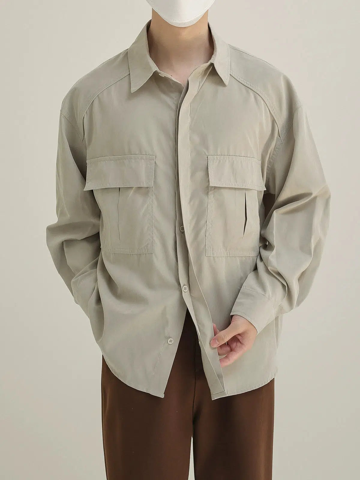Oversize Button-down Shirt with Pockets