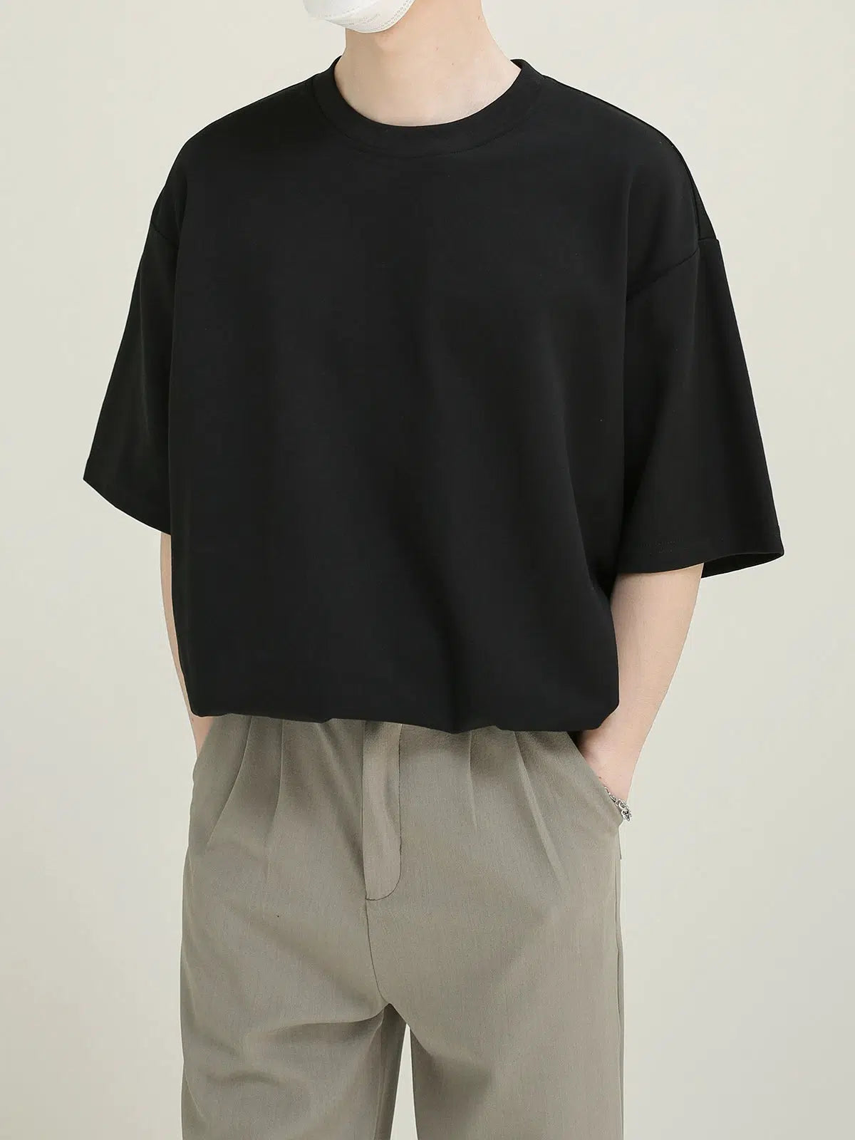 Oversized Basic White Crew Neck T-Shirt