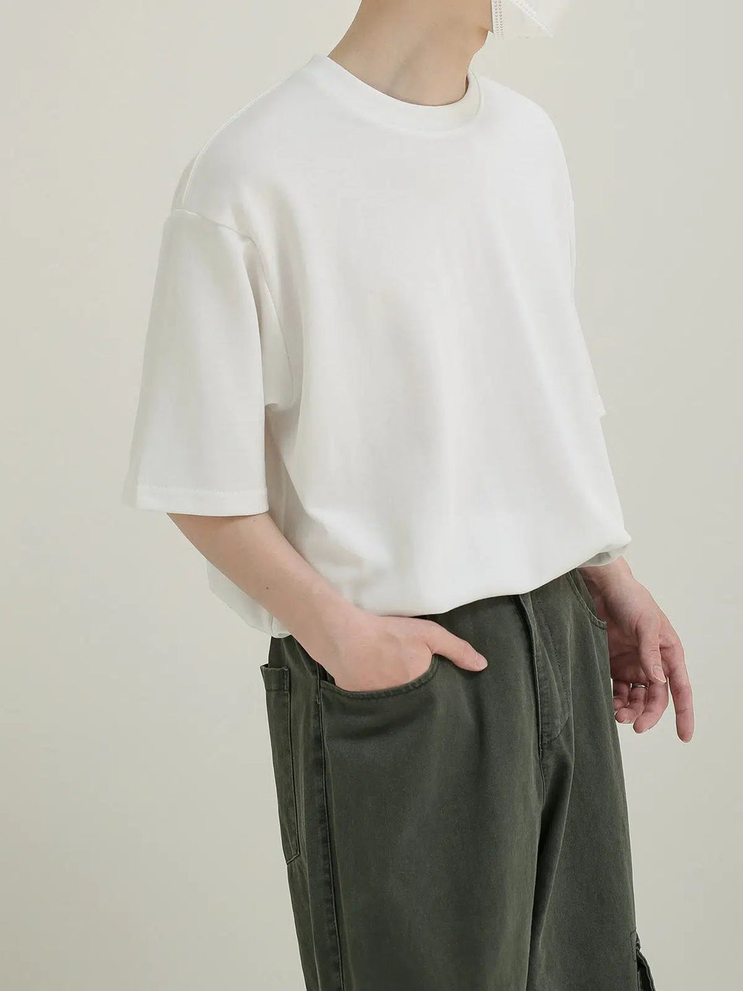 Oversized Basic White Crew Neck T-Shirt