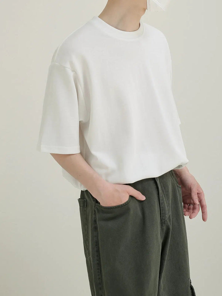 Oversized Basic White Crew Neck T-Shirt