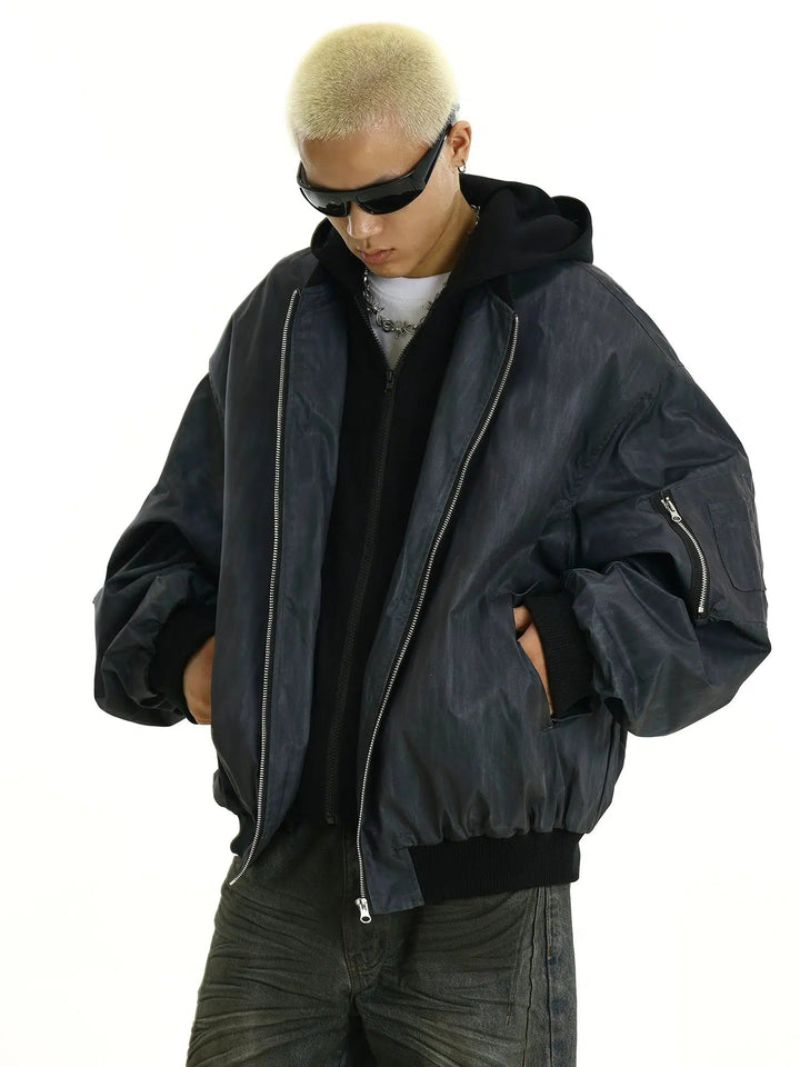 Oversized Bomber Zipper Jacket