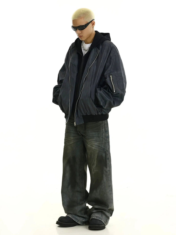 Oversized Bomber Zipper Jacket