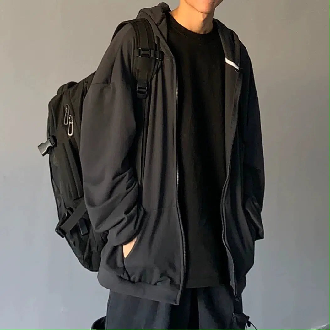 Oversized Booded Sweatshirt Jacket