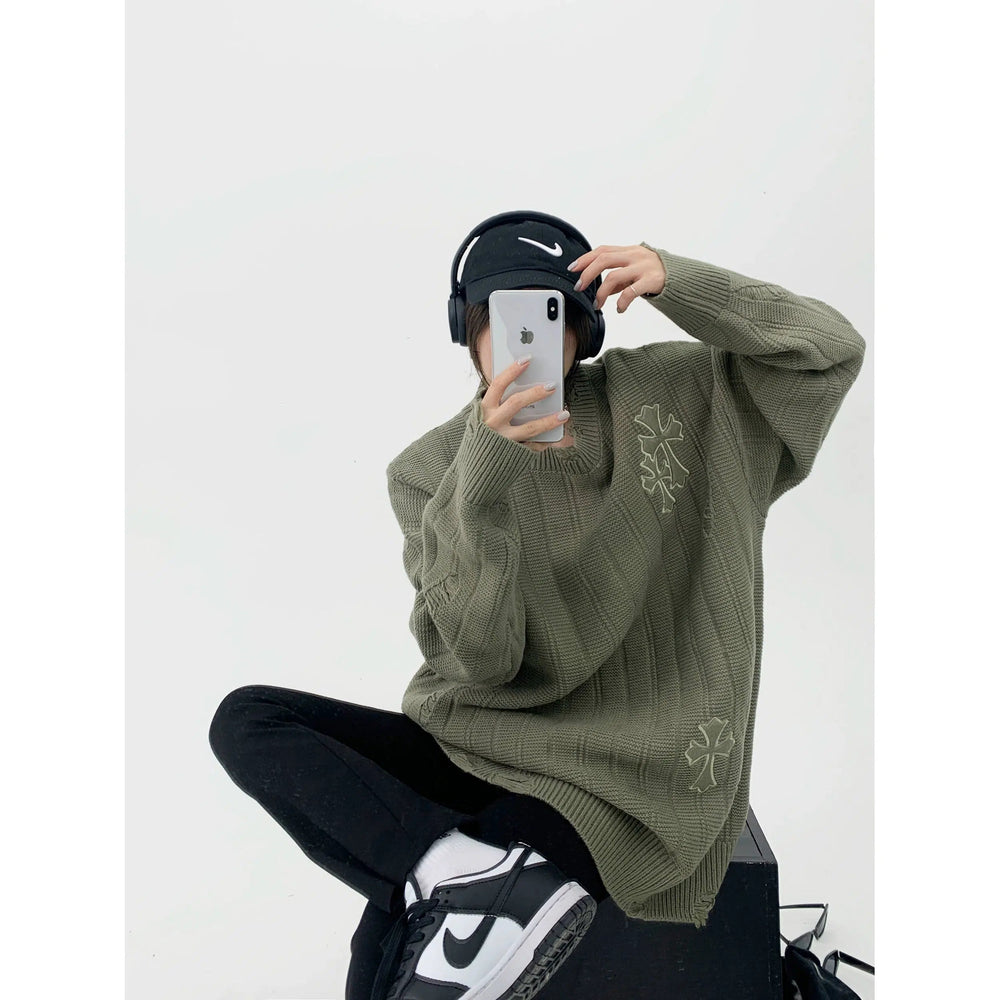 Oversized Casual Knit Sweatshirt