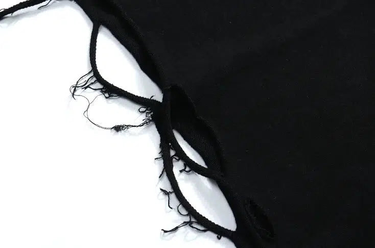 Oversized Cut Holes Round Neck Bottoming Shirt