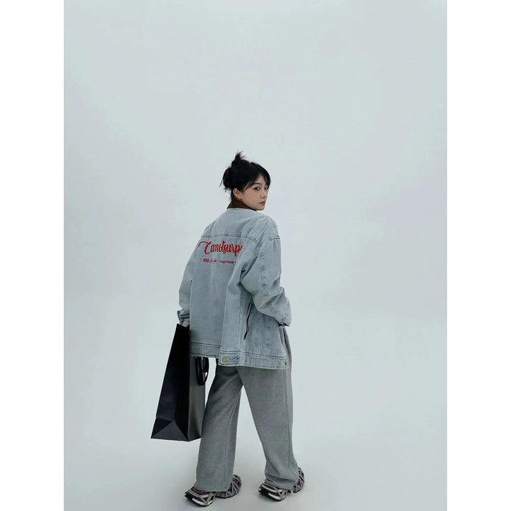 Corduroy Collar Oversized Denim Jacket