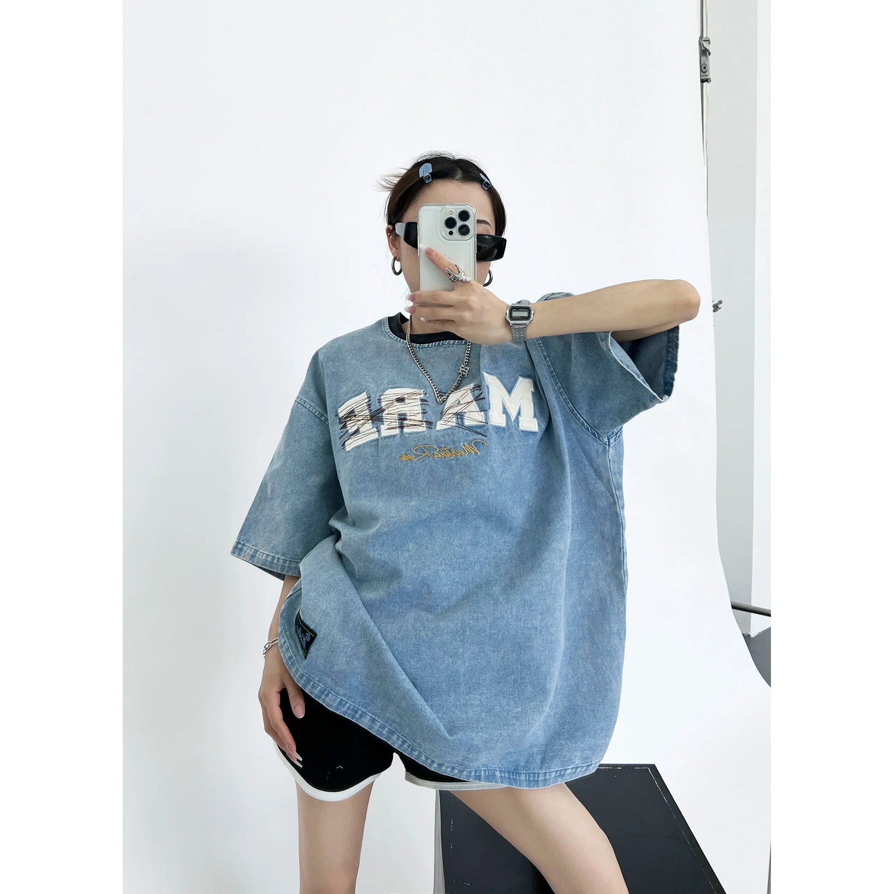 Oversized Denim T-Shirt Dress