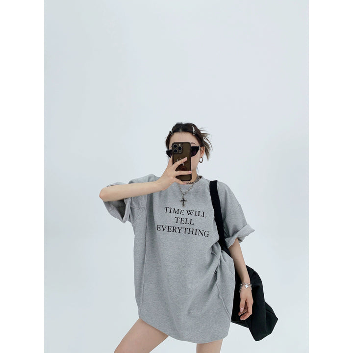 Oversized Graphic Turtleneck Top