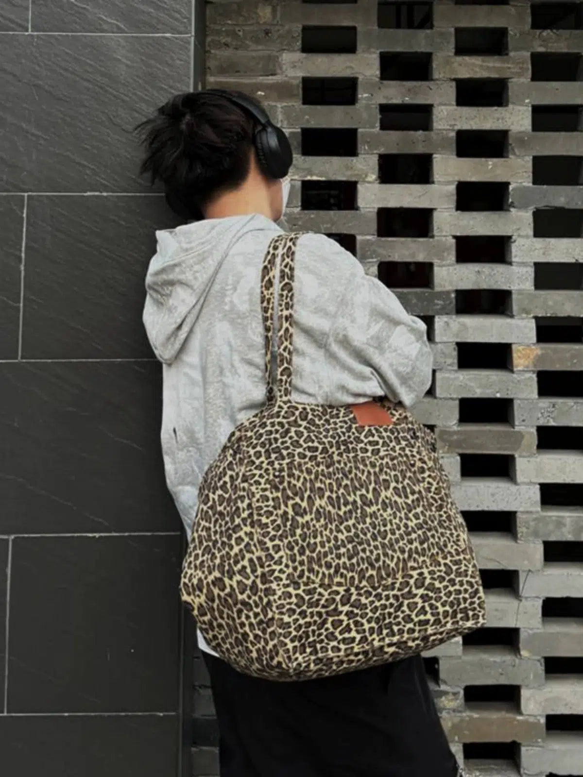 Oversized Leopard Print Tote Bag