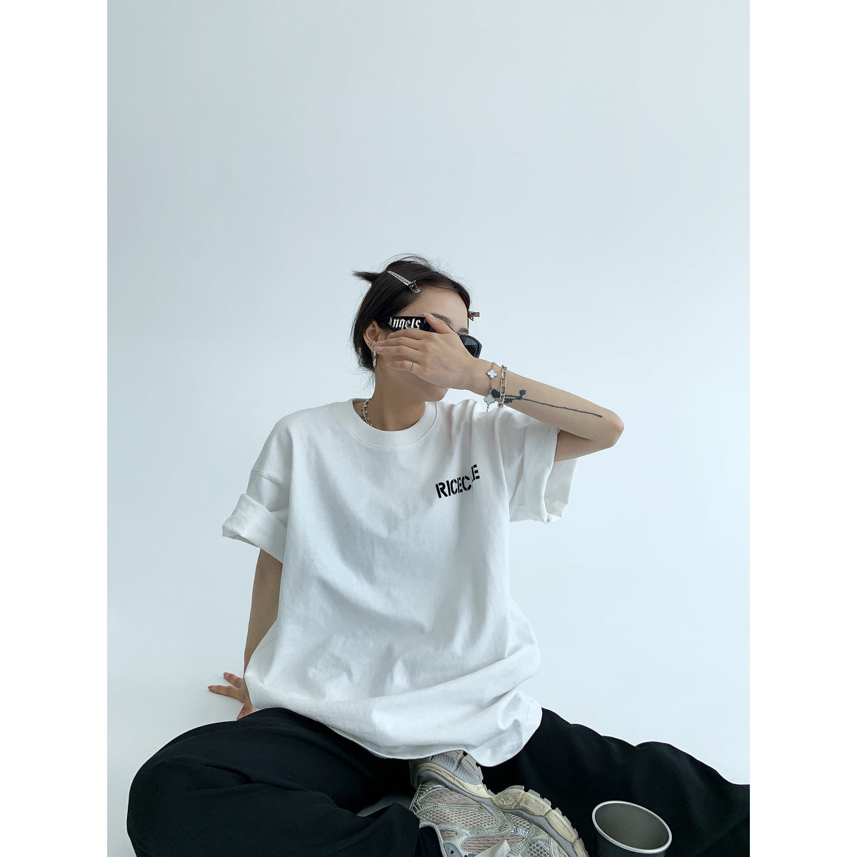 Oversized Lettering Print T-shirt