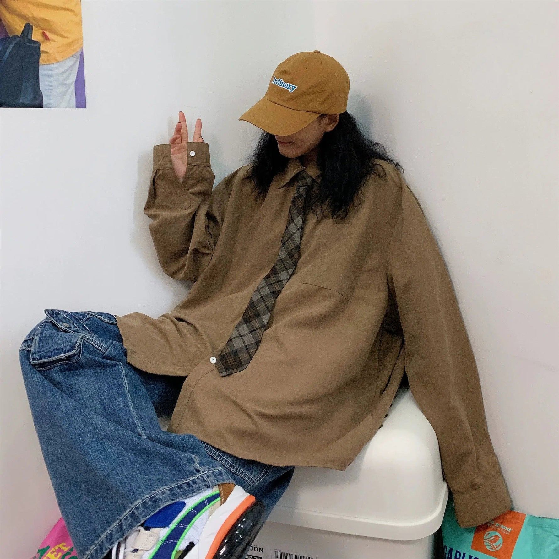 Oversized Long-Sleeve Button-Up Shirt