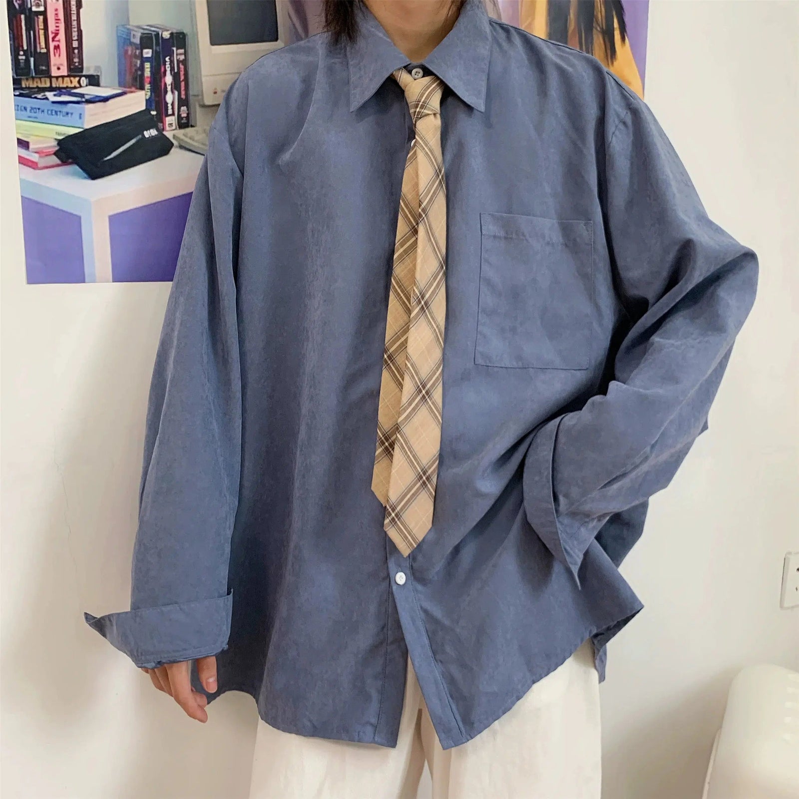 Oversized Long-Sleeve Button-Up Shirt