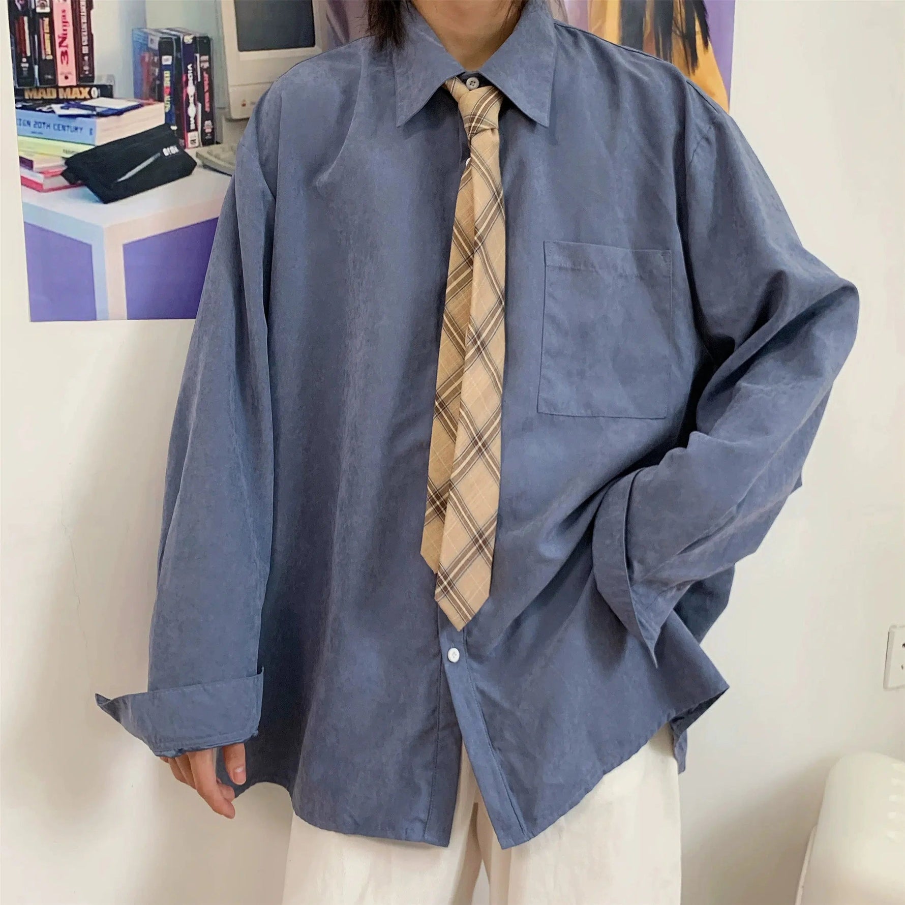 Oversized Long-Sleeve Button-Up Shirt