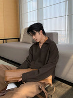 Oversized Long-Sleeve Polo Shirt