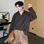 Oversized Long-Sleeve Polo Shirt