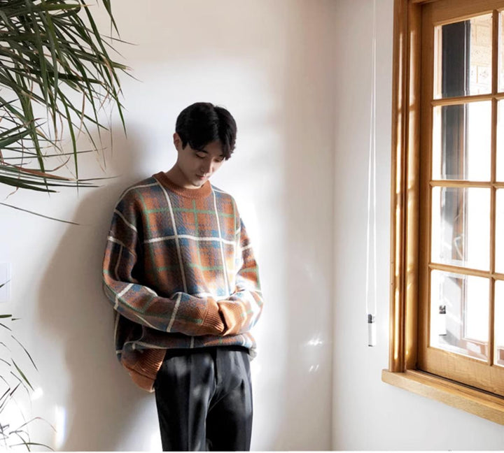 Oversized Plaid Sweater