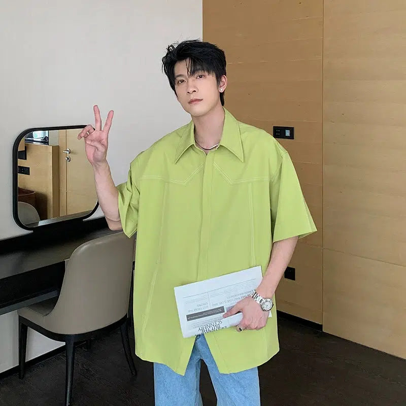 Oversized Polo Shirt with Piping Detail