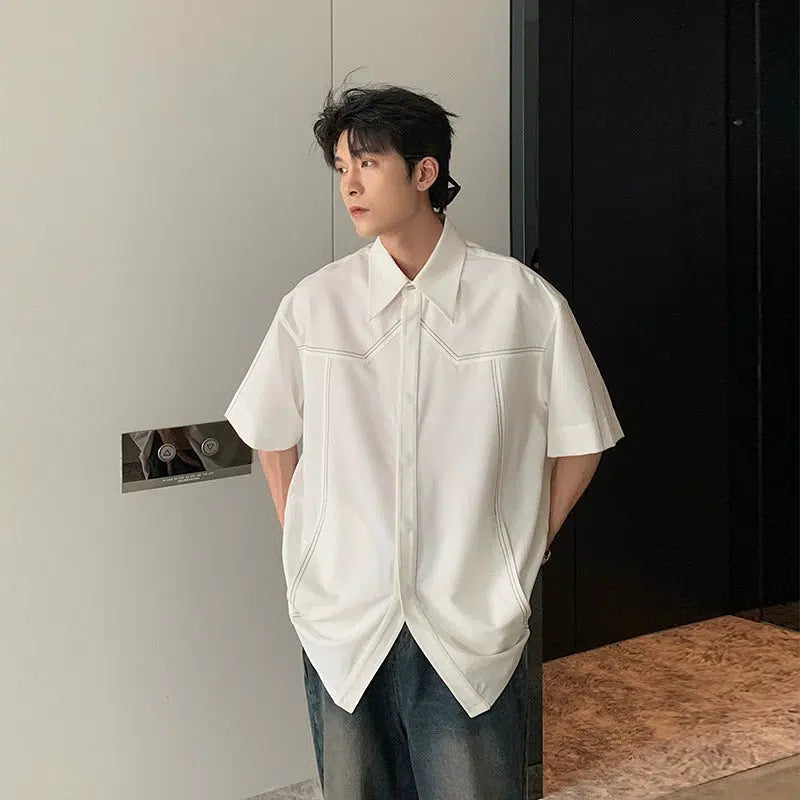 Oversized Polo Shirt with Piping Detail