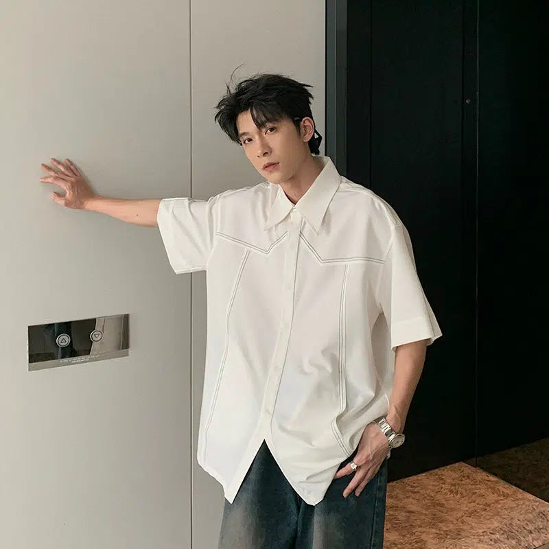 Oversized Polo Shirt with Piping Detail