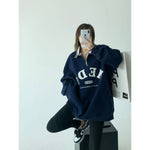 Oversized Embroidery Polo Sweatshirt