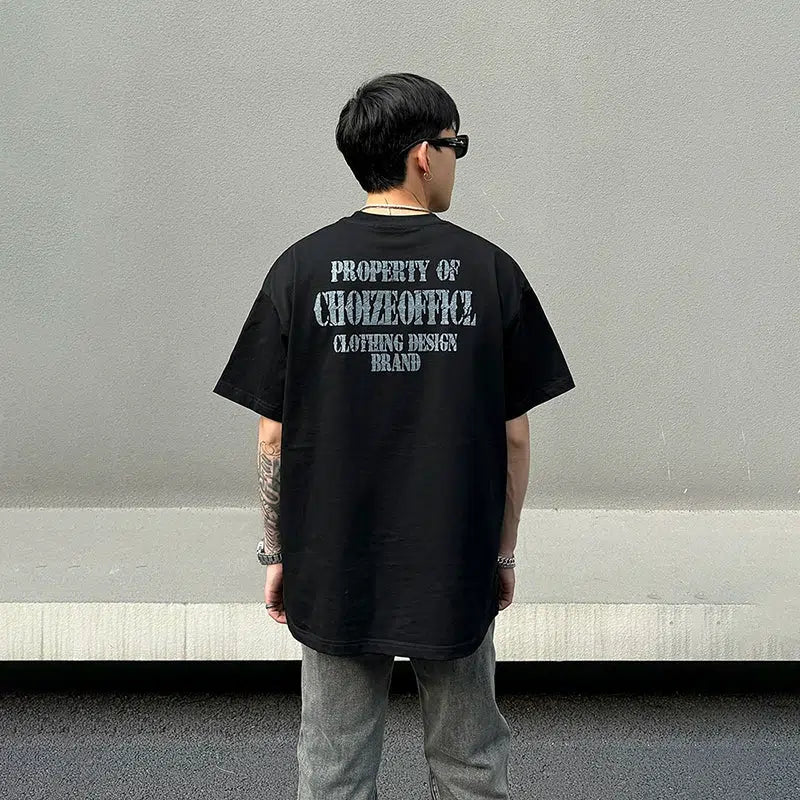 Oversized T-Shirt with Bold White Text Print