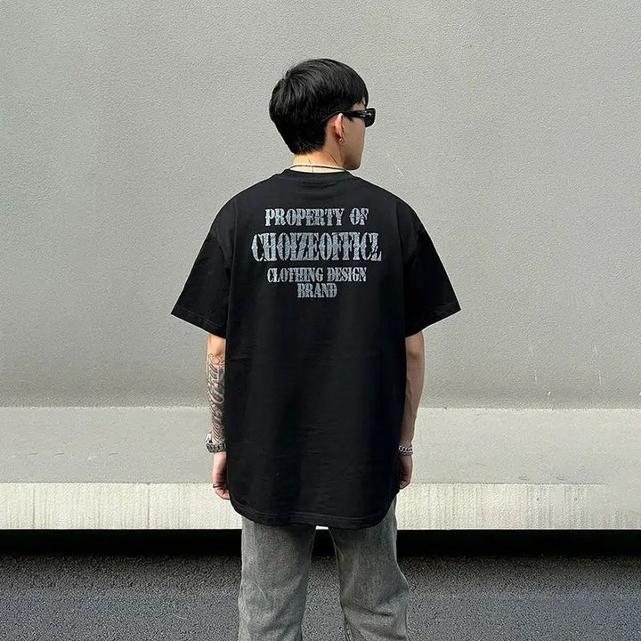 Oversized T-Shirt with Bold White Text Print