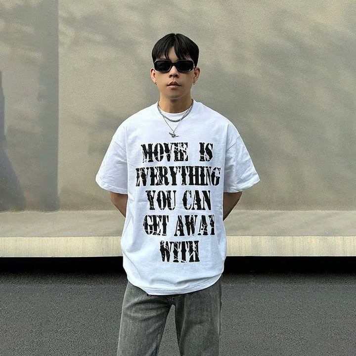 Oversized T-Shirt with Bold White Text Print