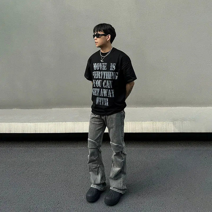 Oversized T-Shirt with Bold White Text Print