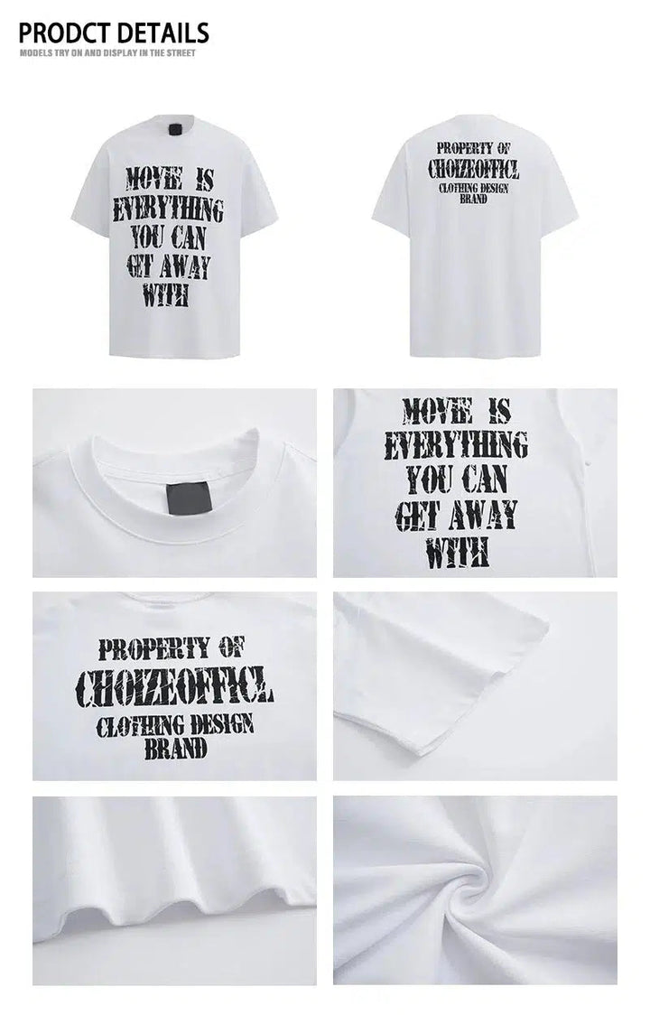 Oversized T-Shirt with Bold White Text Print