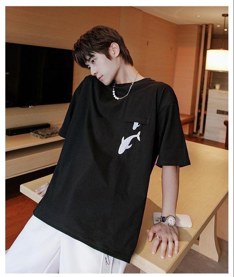 Oversized Whale Embroidered T-Shirt