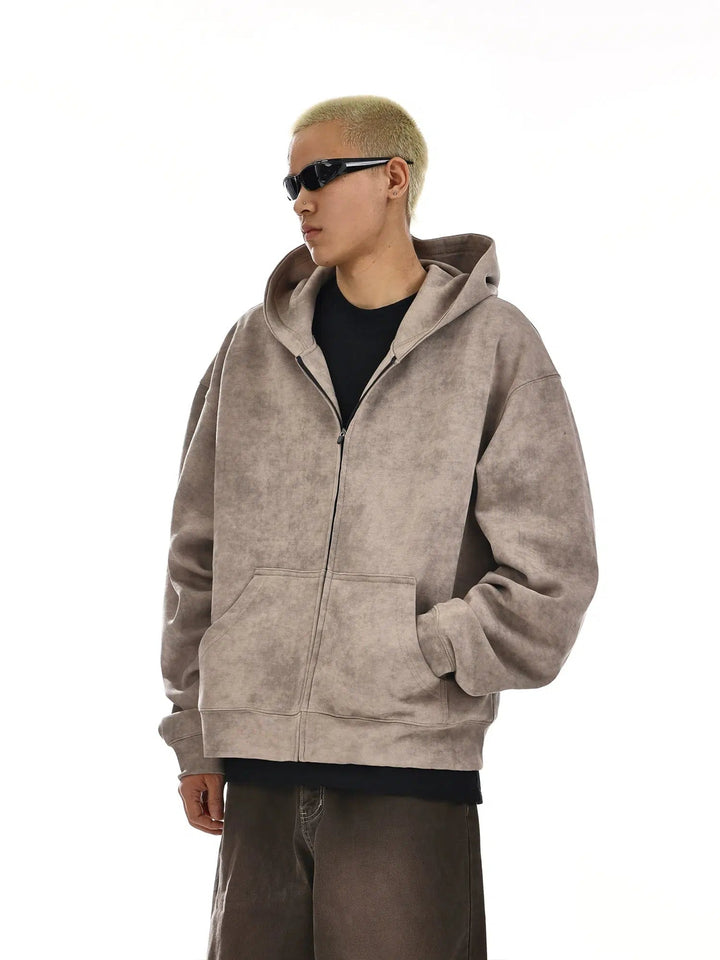 Tie-dyed Zip-Up Hoodie with Hood