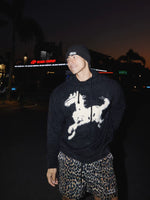Cartoon Horse Graphic Knit Hooded Sweater 3