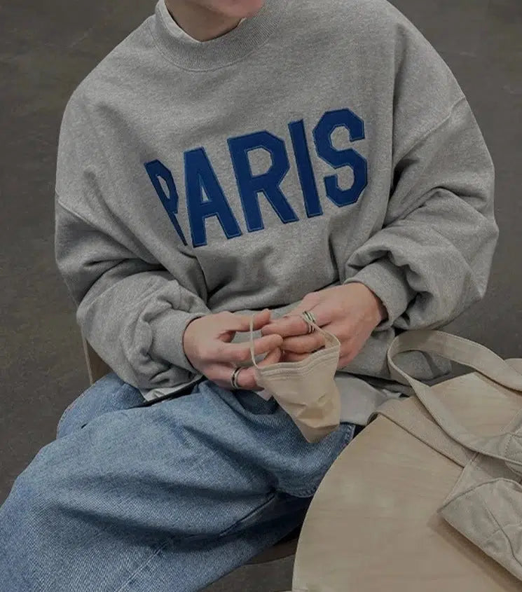 PARIS Printed Round Neck Sweatshirt
